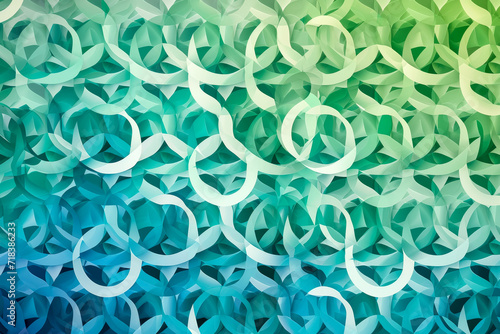 Create a pattern of interlocking circles with a gradient of blue and green colors photo