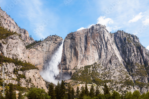 Waterfall in springtime, Upper Yosemite fall, Yosemite National Park, California, USA photo
