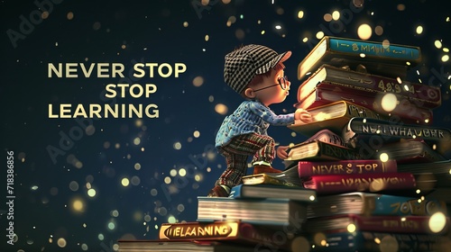 NEVER STOP LEARNING, education concept