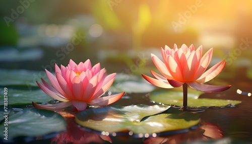 beautiful blooming pink lotus flower. 