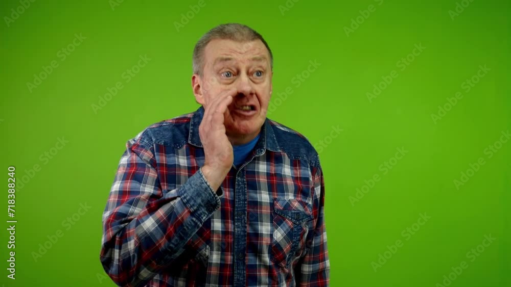 Man whispering gossip and tells secret covering. Man whispering gossip and tells secret covering.
