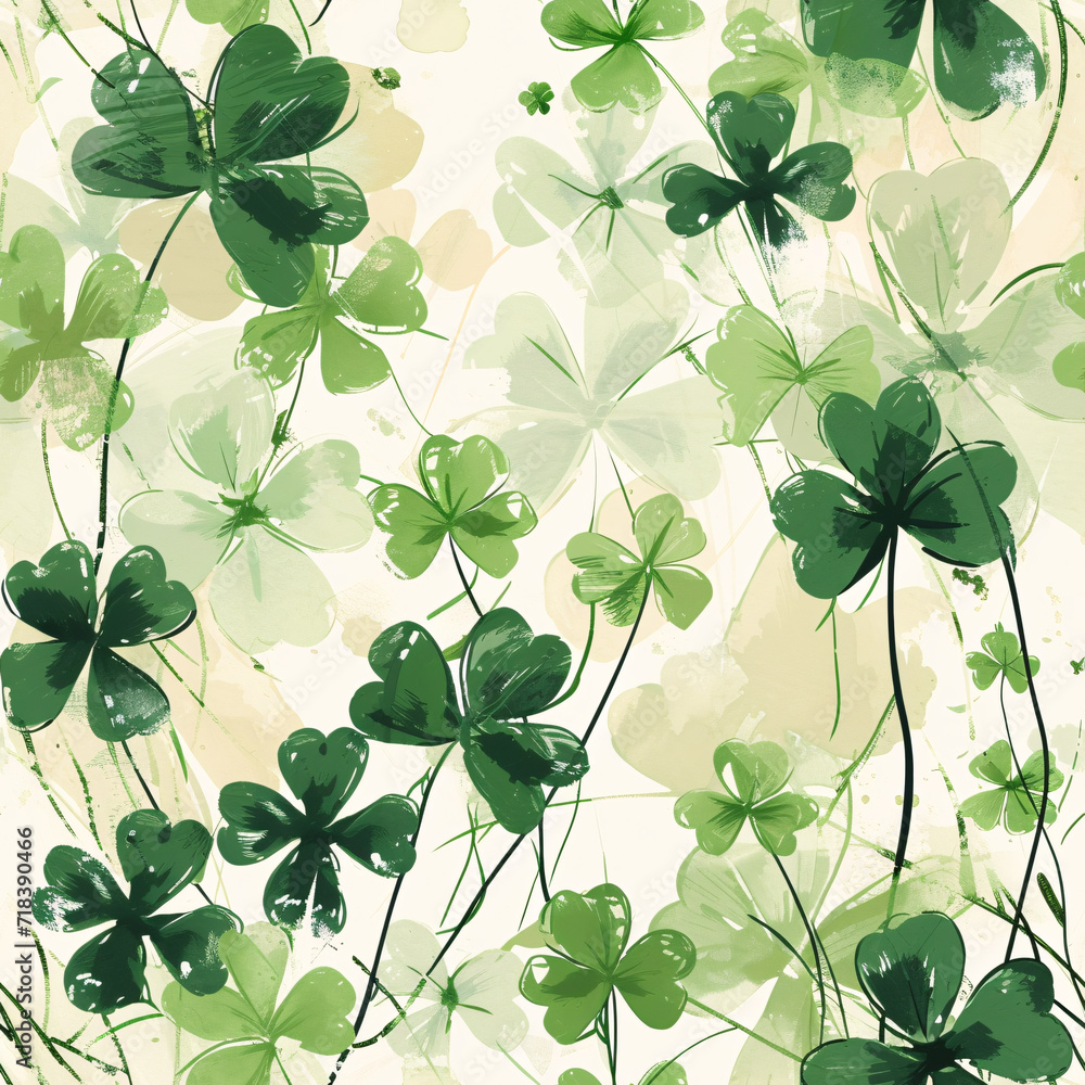Seamless pattern with green clover. Seamless pattern with green clover.