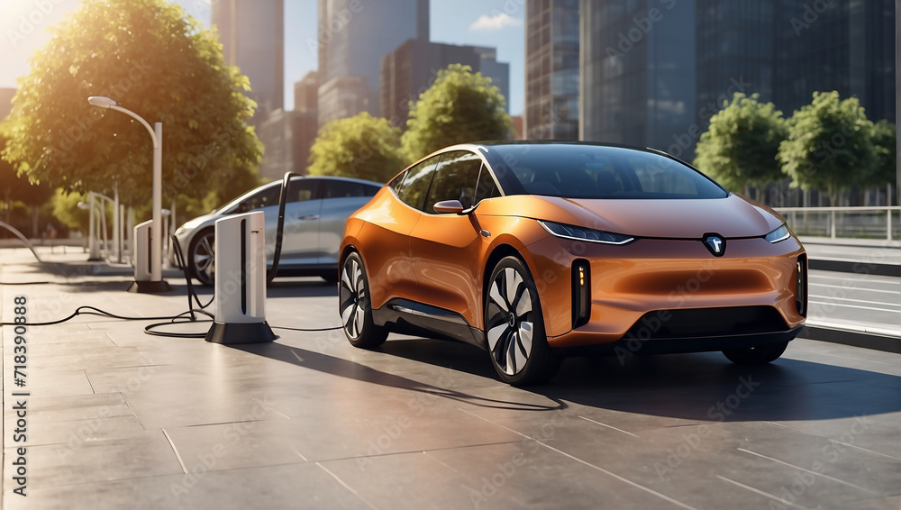 Ecological car, electric refueling Ecological car, electric refueling