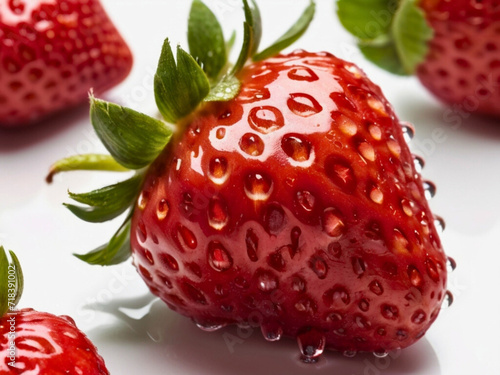 close-up strawberry with water drops