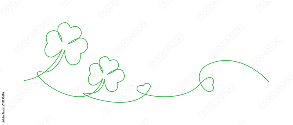 line art continue shamrocks for St. patrick's day, isolated on white background eps 10