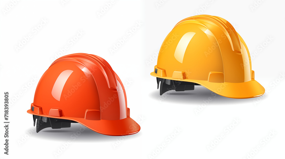 Illustration of a construction helmet in yellow and orange colors. AI generated Illustration of a construction helmet in yellow and orange colors. AI generated