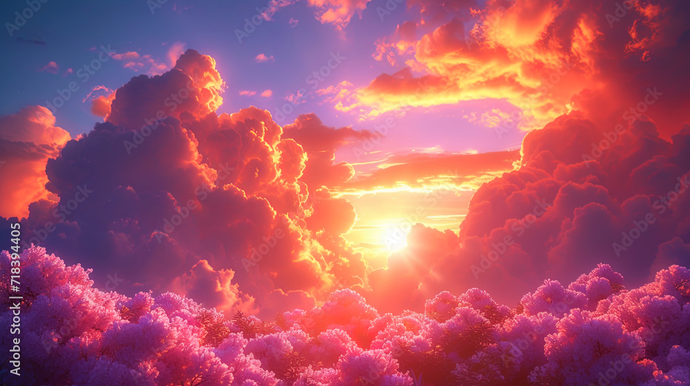 A photograph of heaven, in which they smoothly move from orange to lilac, creating a magical and d A photograph of heaven, in which they smoothly move from orange to lilac, creating a magical and d