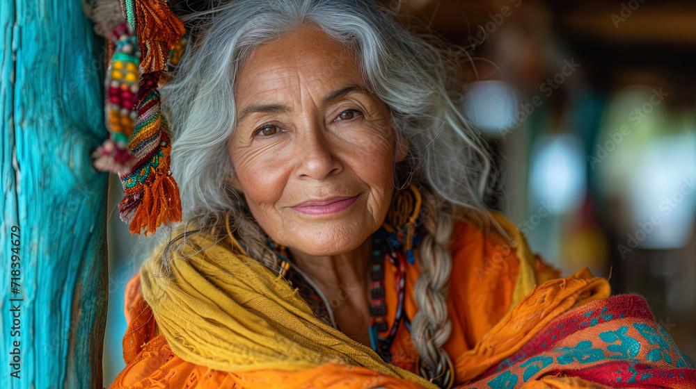 A portrait of an older woman with a smile, as if her experience and nobility of character make her