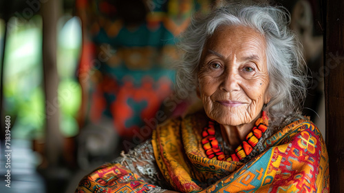 A portrait of an older woman with a smile, as if her peacefulness and goodwill make her a man with photo