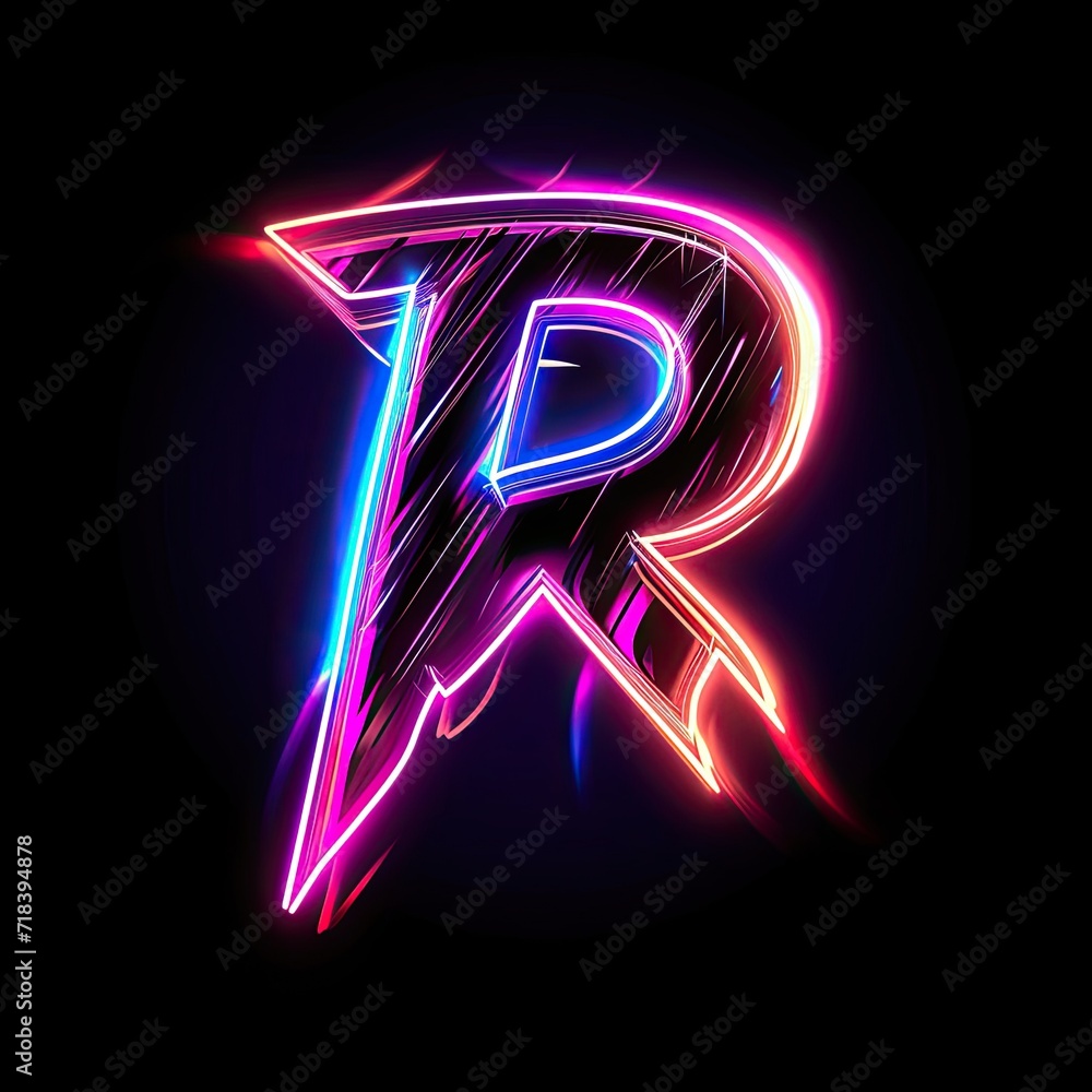 Letter R Cyber Electric Design Generative AI Letter R Cyber Electric Design Generative AI