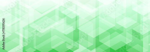 Abstract background of translucent isometric shapes such as cubes and parallelepipeds shapes in green colors