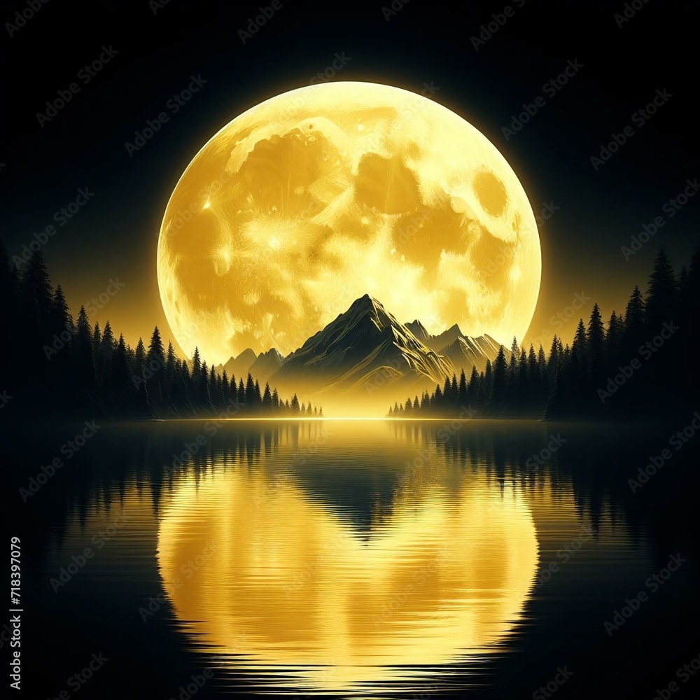 Telescopic view of a beauty and full moon,yellow full moon, moon, full ...