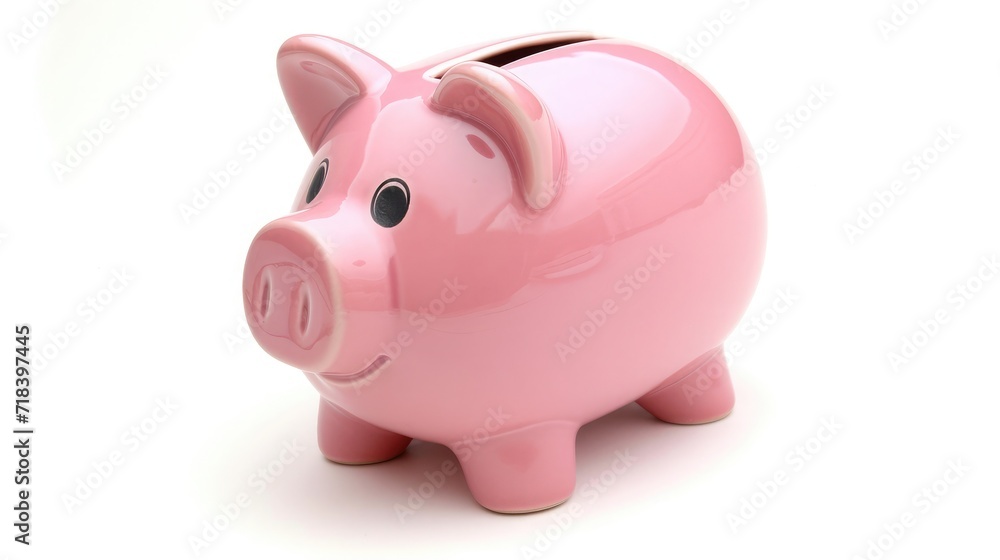 Pink piggy bank isolated on a white background.