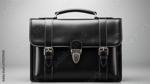 Black leather briefcase photo