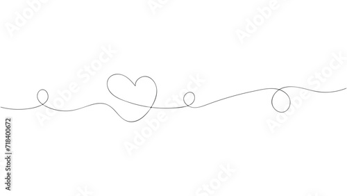 Web Banner for Valentine's Day. Abstract hearts in the form of a continuous line pattern on a white background.