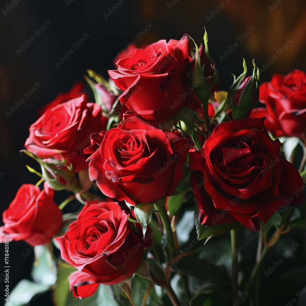 Vibrant Red Roses in Vase Vibrant Red Roses in Vase