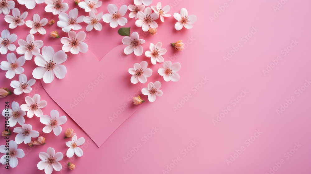 Heart-Shaped Paper Surrounded by Flowers Heart-Shaped Paper Surrounded by Flowers