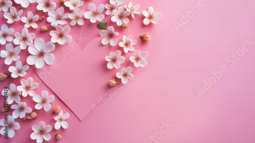 Heart-Shaped Paper Surrounded by Flowers