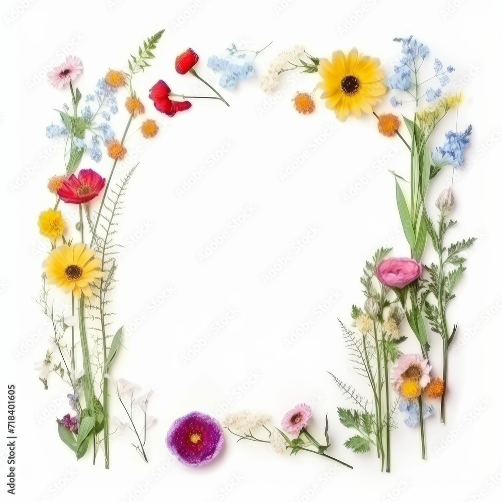 Obraz premium Flower Picture Frame on White Background