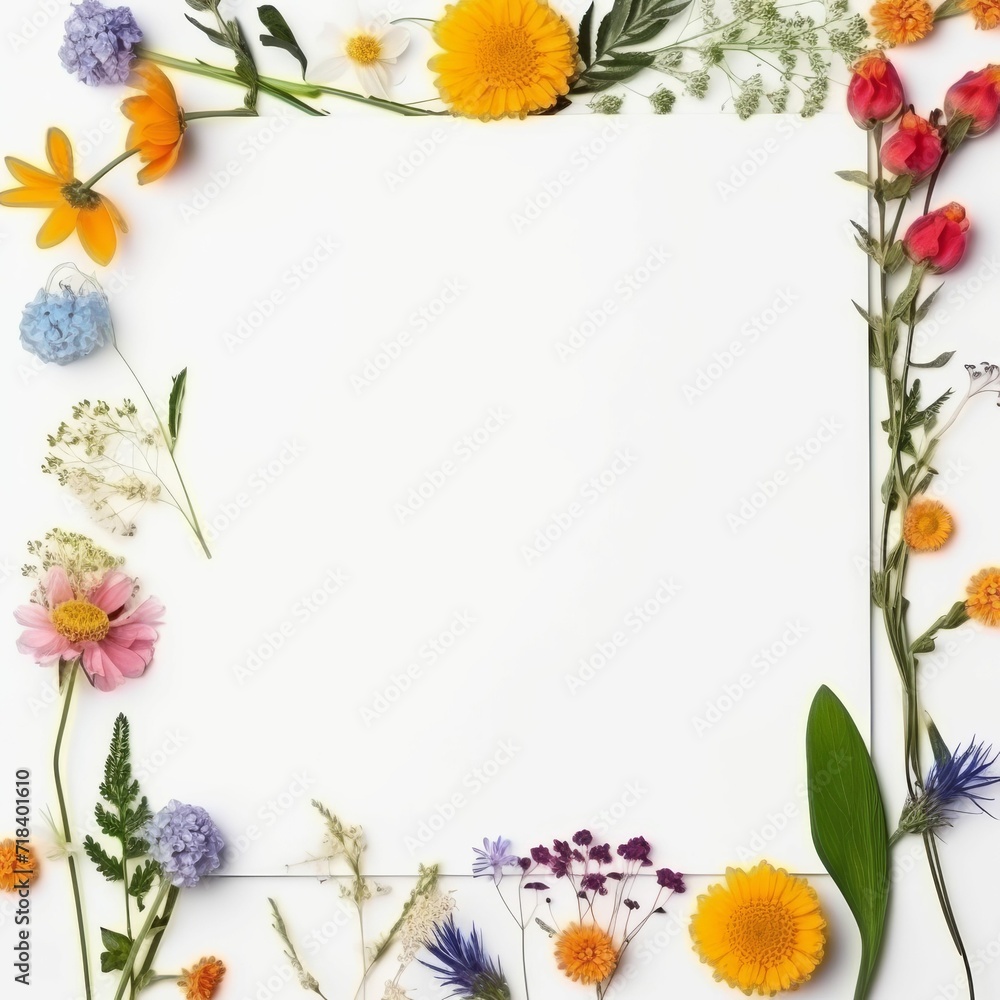Colorful Flowers on White Background Colorful Flowers on White Background
