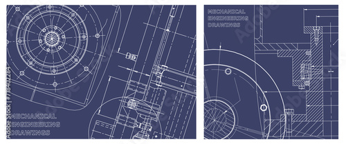 Engineering illustration set. Cover, flyer, banner, background