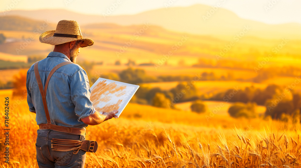 Summer Nature and Happy Woman, Sunset Countryside and Lifestyle, Agricultural Wheat Field, Young Farmer in Meadow, Traveler and Green Farming, Rural Harvest and Sunlight Summer Nature and Happy Woman, Sunset Countryside and Lifestyle, Agricultural Wheat Field, Young Farmer in Meadow, Traveler and Green Farming, Rural Harvest and Sunlight