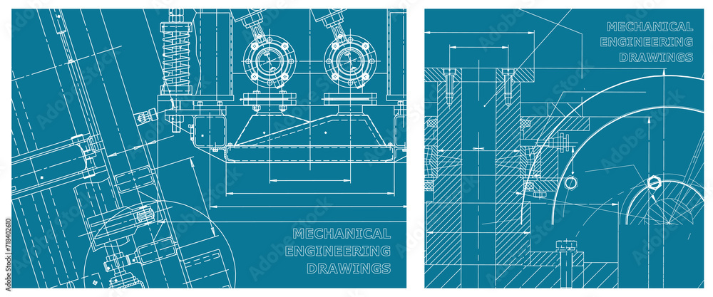 Engineering illustration set. Cover, flyer, banner, background - obrazy, fototapety, plakaty 