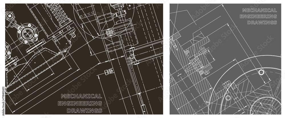 Engineering illustration set. Cover, flyer, banner, background