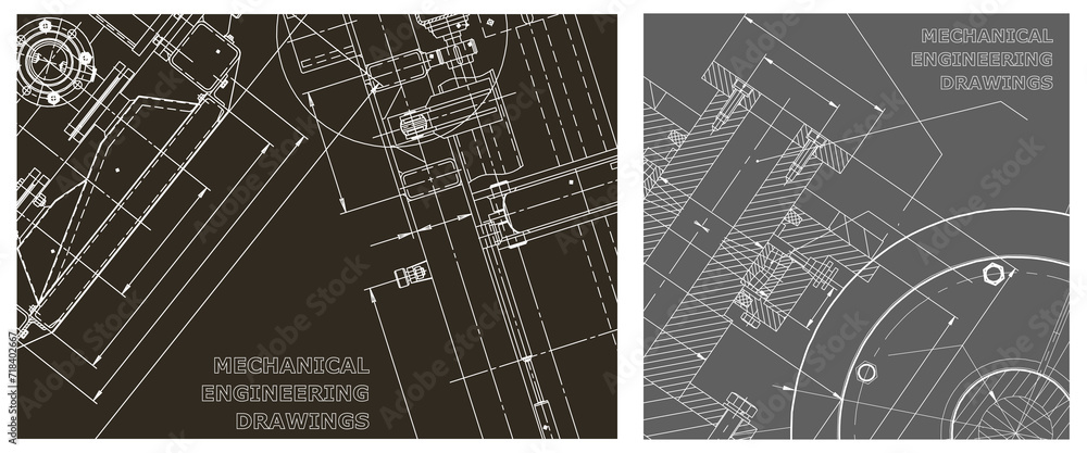 Fototapeta premium Engineering illustration set. Cover, flyer, banner, background