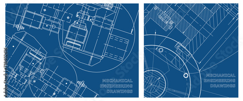 Engineering illustration set. Cover, flyer, banner, background