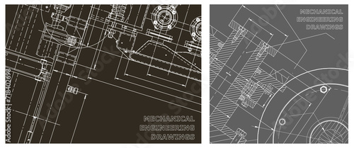 Engineering illustration set. Cover, flyer, banner, background photo