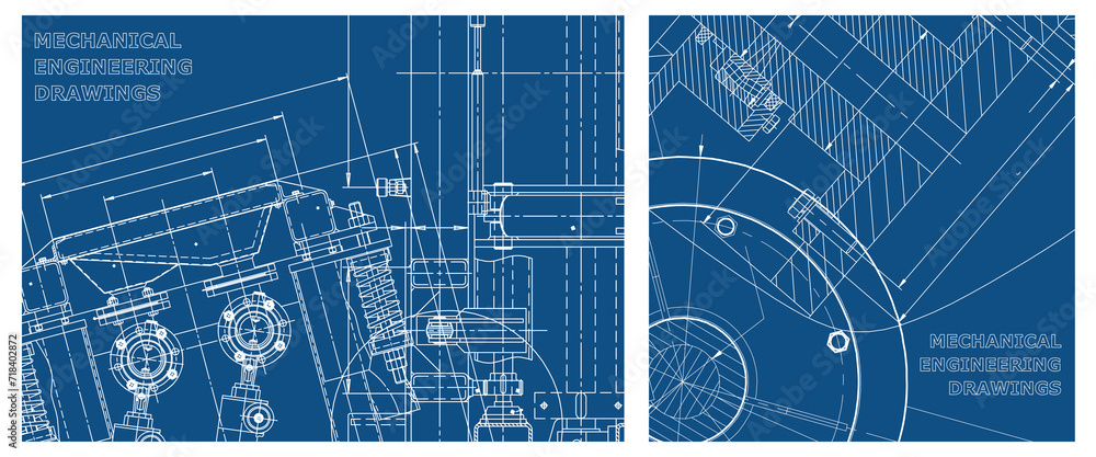 Obraz premium Engineering illustration set. Cover, flyer, banner, background