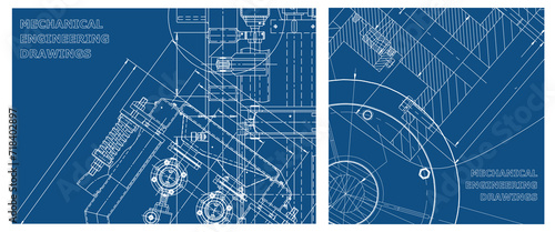 Engineering illustration set. Cover, flyer, banner, background