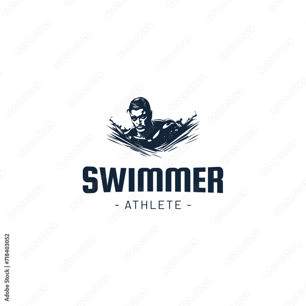 Man swimming competition, swimming pool logo vector