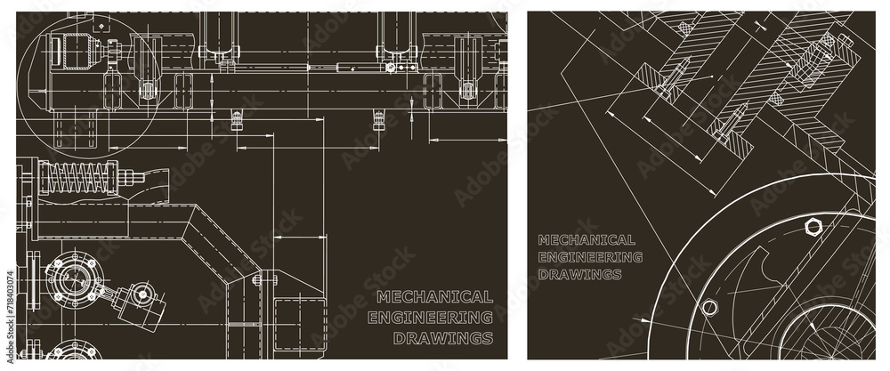 Obraz premium Engineering illustration set. Cover, flyer, banner, background