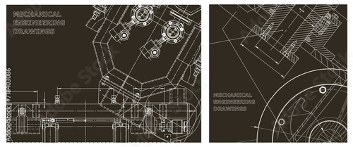 Engineering illustration set. Cover, flyer, banner, background