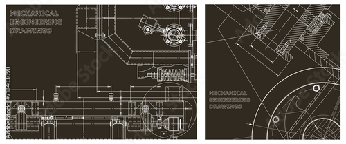 Engineering illustration set. Cover, flyer, banner, background