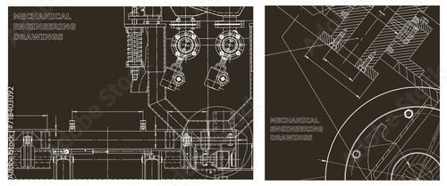 Engineering illustration set. Cover, flyer, banner, background
