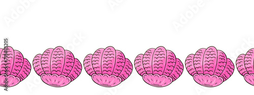 Marine seamless border. Children's fairy-tale drawing