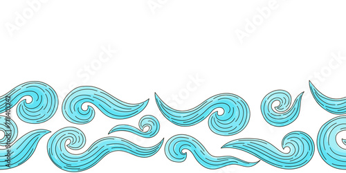 Marine seamless border. Children's fairy-tale drawing