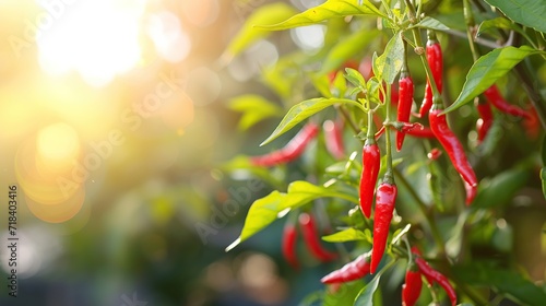 close up of red chili tree photo