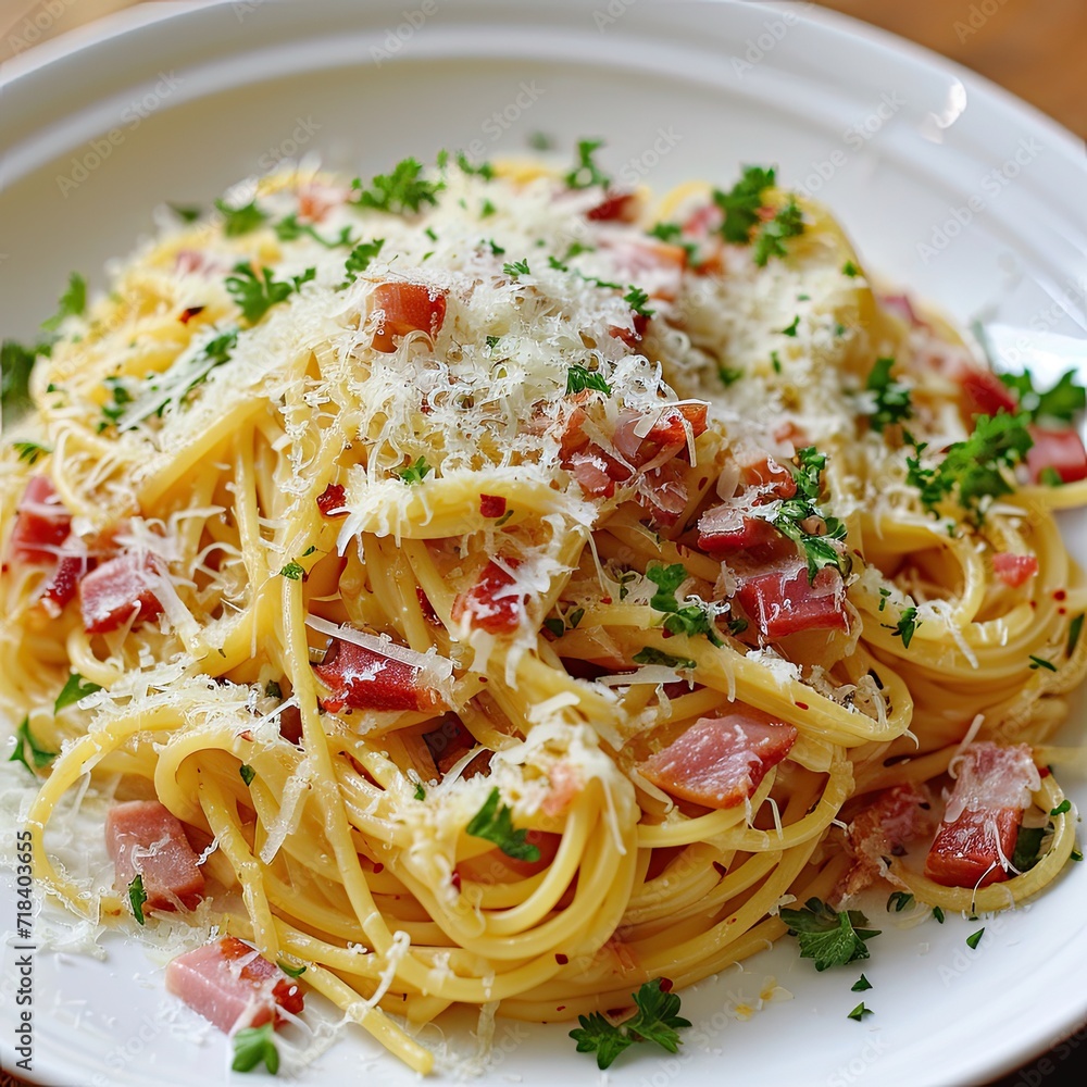 Pasta with ham and cream cheese. For the menu Pasta with ham and cream cheese. For the menu