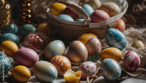 Assorted Easter Eggs in Festive Setting