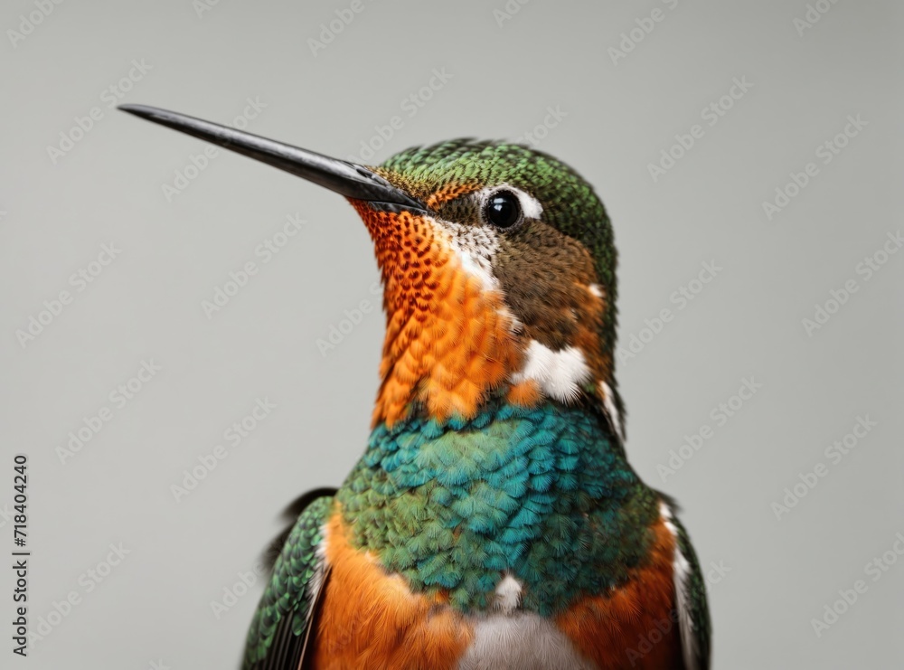 Fototapeta premium Hummingbird Beauty on a White Stage