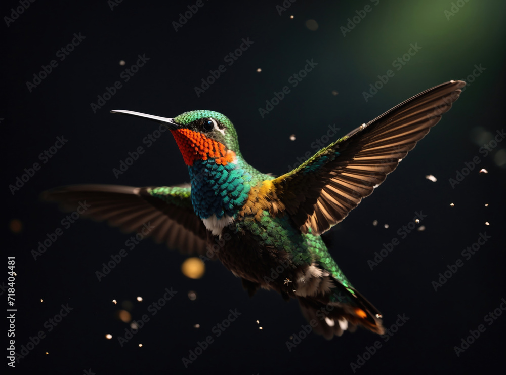 Obraz premium Captivating Hummingbird on Black