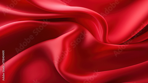 Realistic red silk background. Valentine day or wedding elegant backdrop, holiday card design