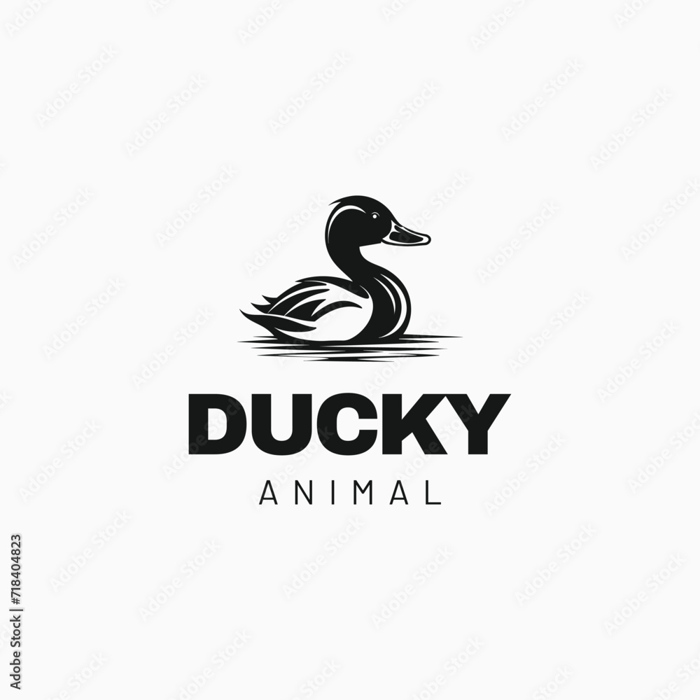 Obraz premium duck logo Template Vector Icon Stock Vector,duck swim at lake