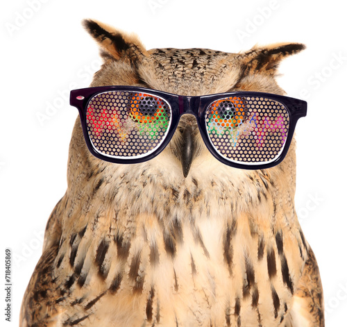Night owl with rave glasses on a transparent background
