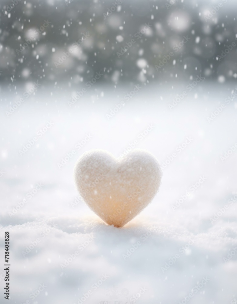Obraz premium A heart shaped object in the snow. Generative AI.