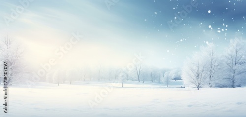 Winter landscape with snow and trees. Generative AI. © serg3d